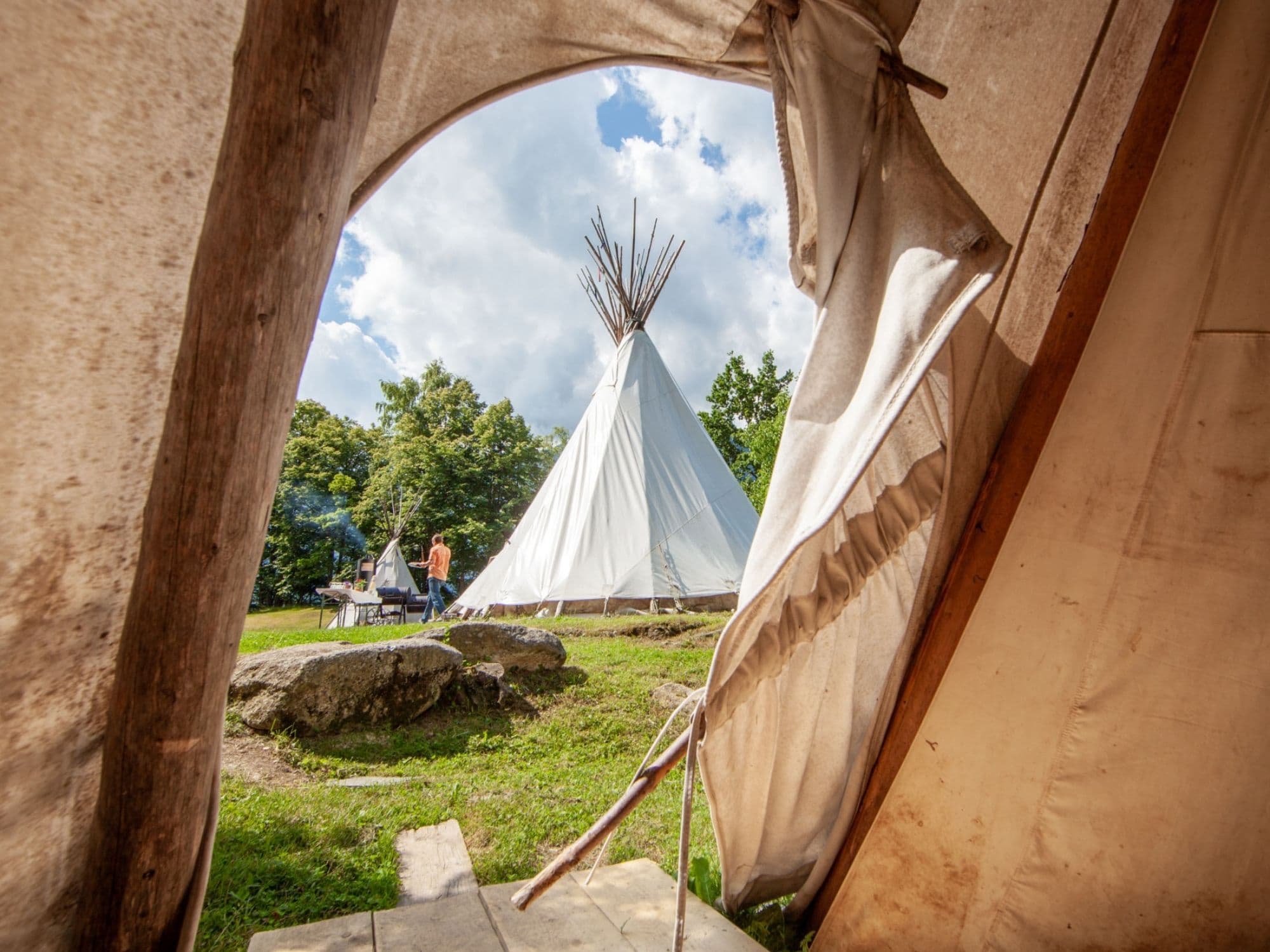 Blick aus dem Tipi