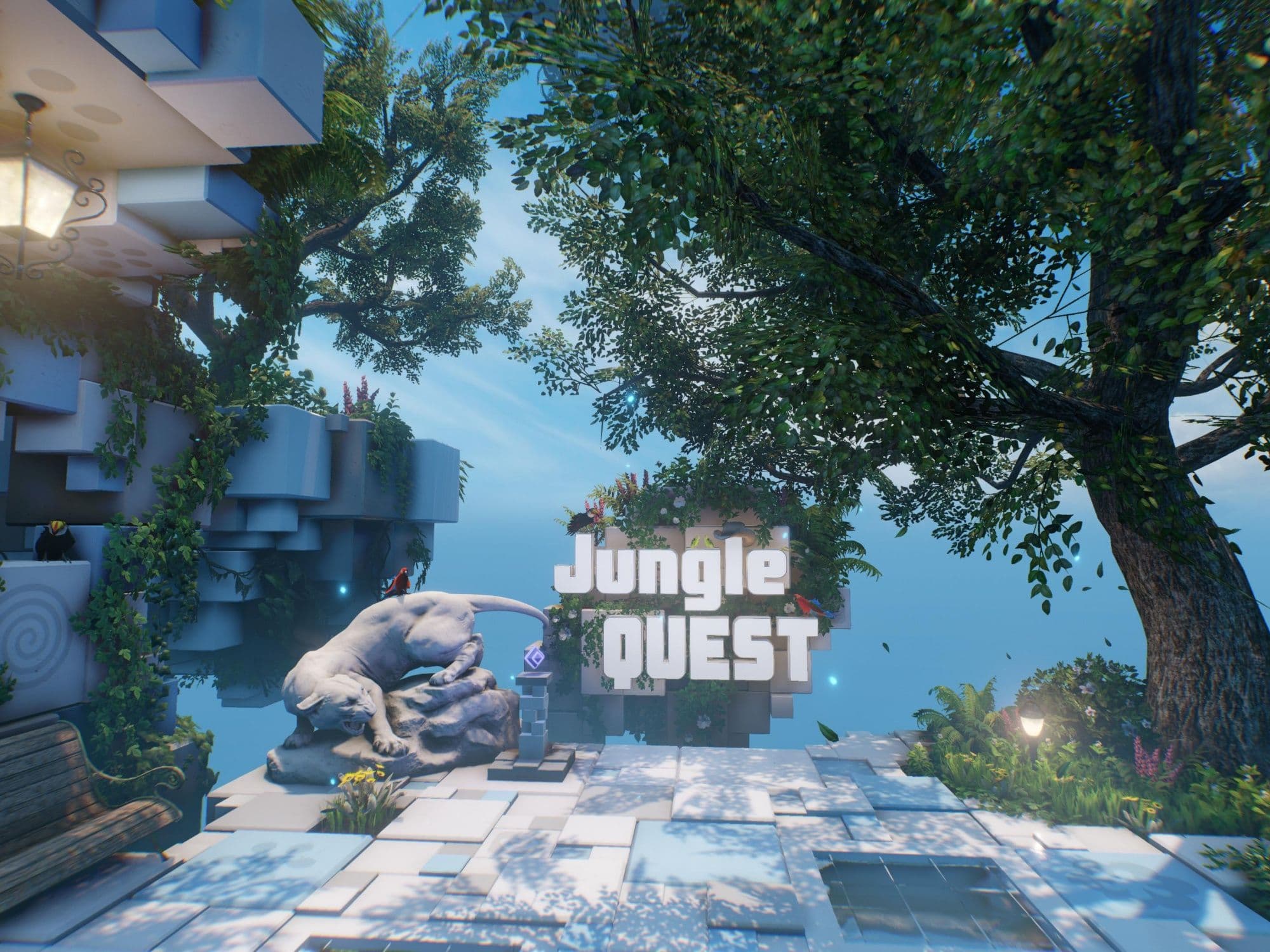 VR Jungle Quest: Experience adventures in a digital jungle world with your team and nature.