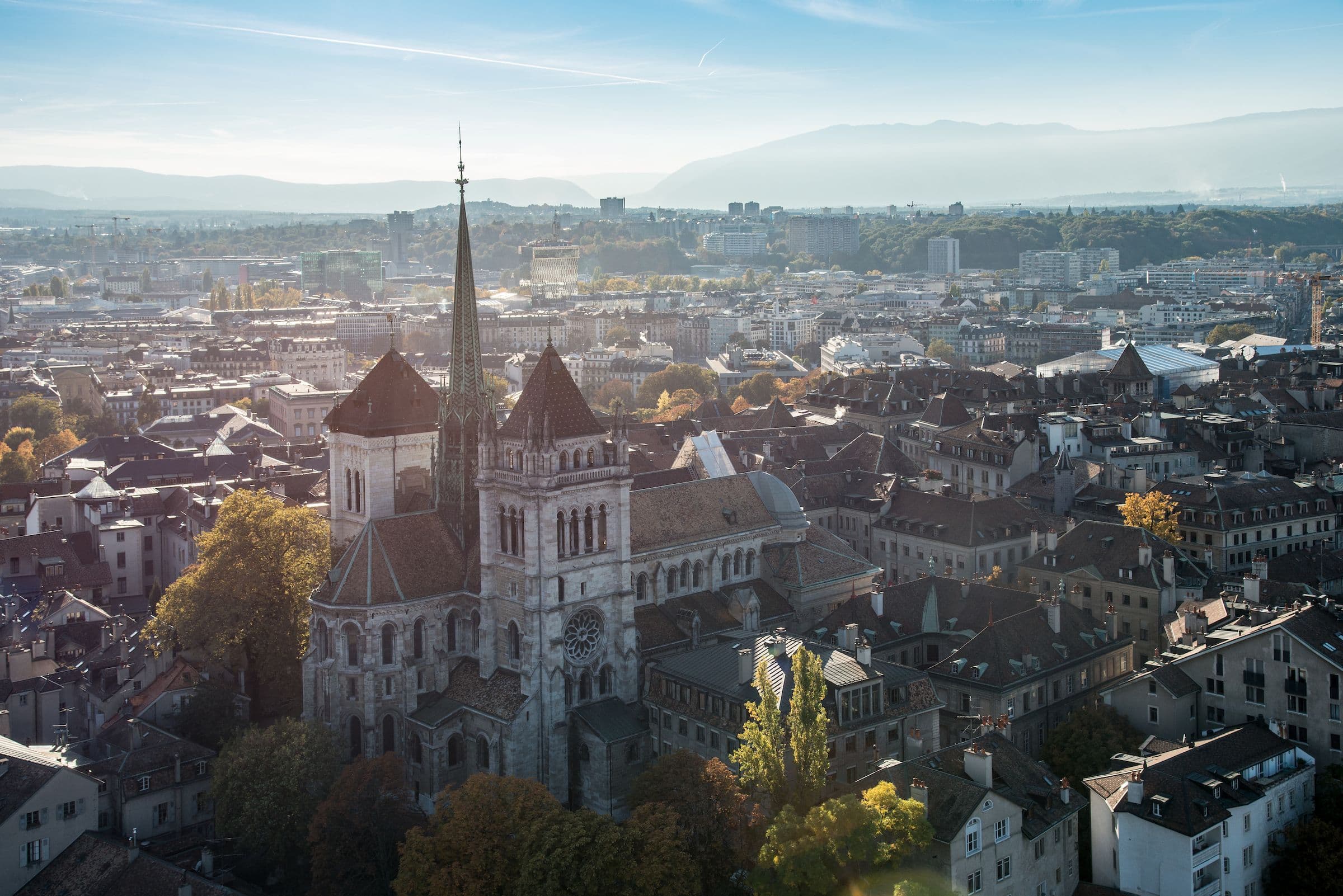 Private transfer in Geneva with a view of the city