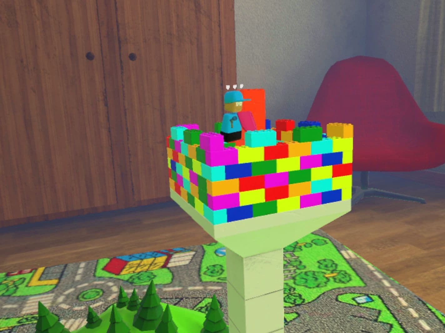 Virtual Adventure: Play with colorful building blocks and discover creative possibilities in your space.