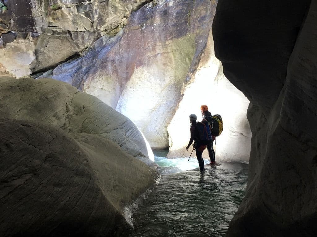 Lodrino Canyoning with participants in the canyon